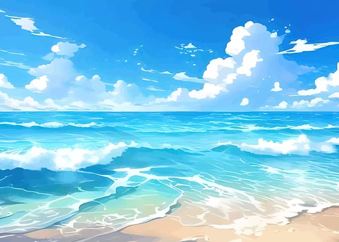 Vibrant Anime Style Tropical Beach