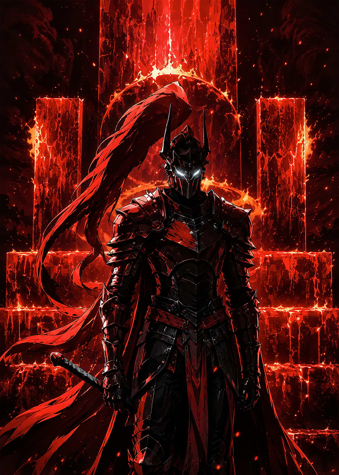 Dark Knight in Fiery Throne Room
