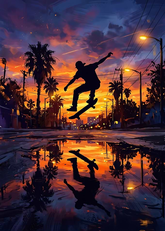 Skateboarder Silhouette at Sunset