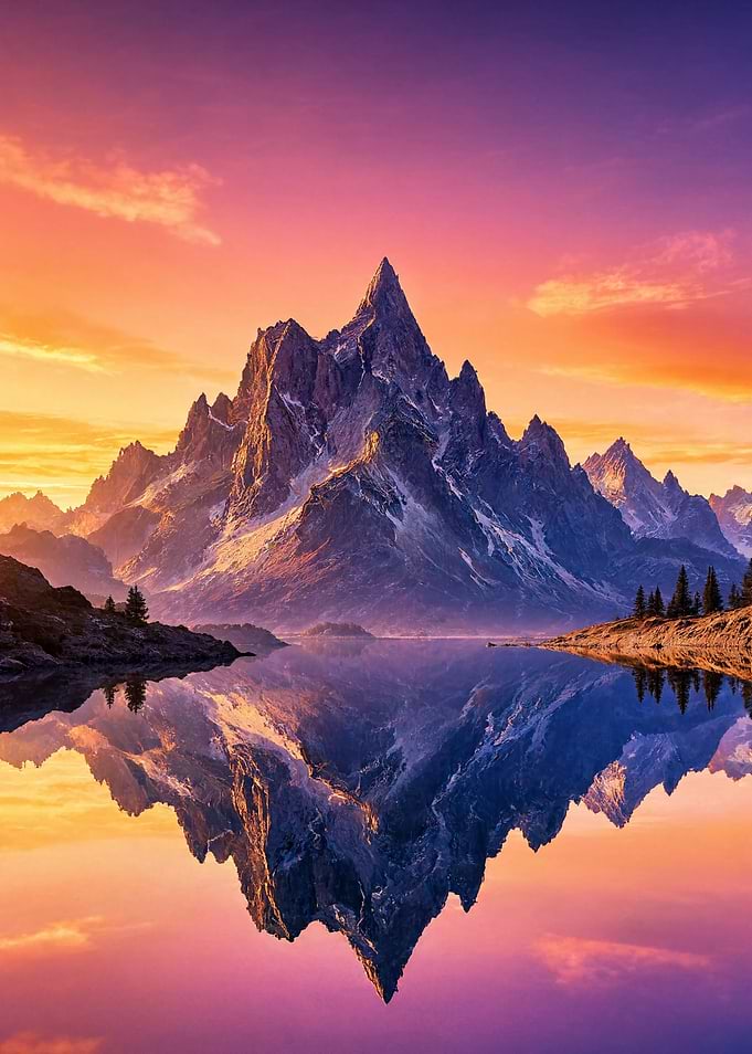 Majestic Mountain Reflection at Sunset