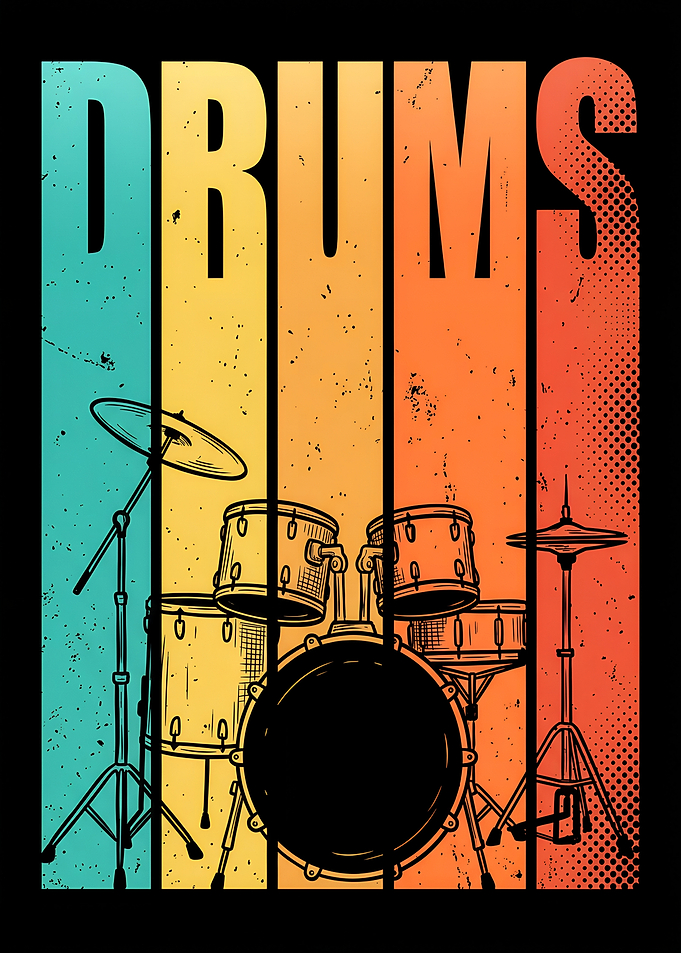 Vintage Retro Drums Music Instruments