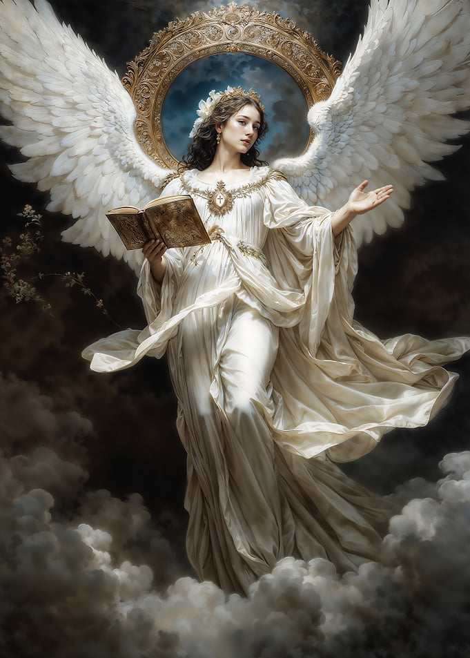 Ethereal Archangel Uriel Holding Holy Book
