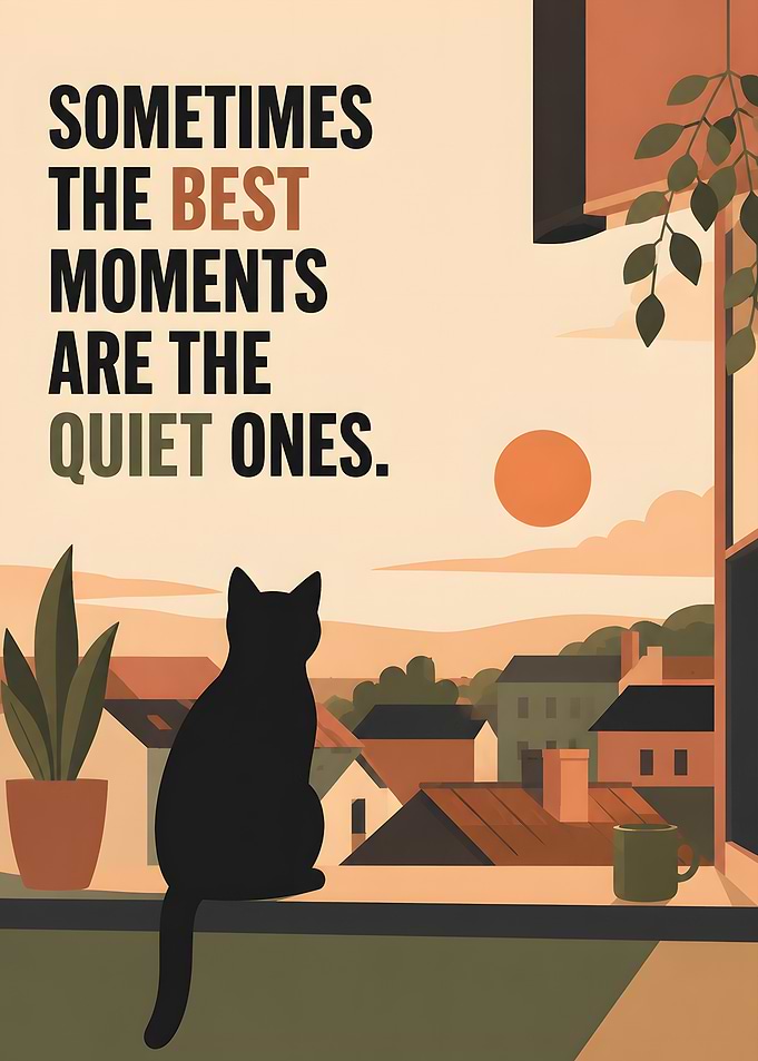 Quiet Moments Cat Sunset Poster