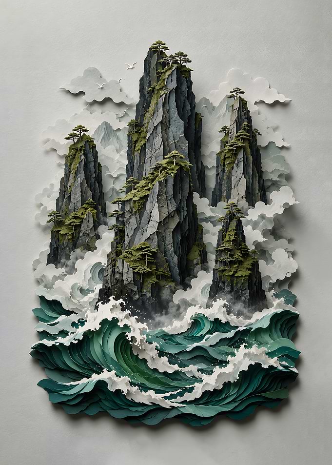 Emerald Coast - Sea Stack Rocks and Misty Waves