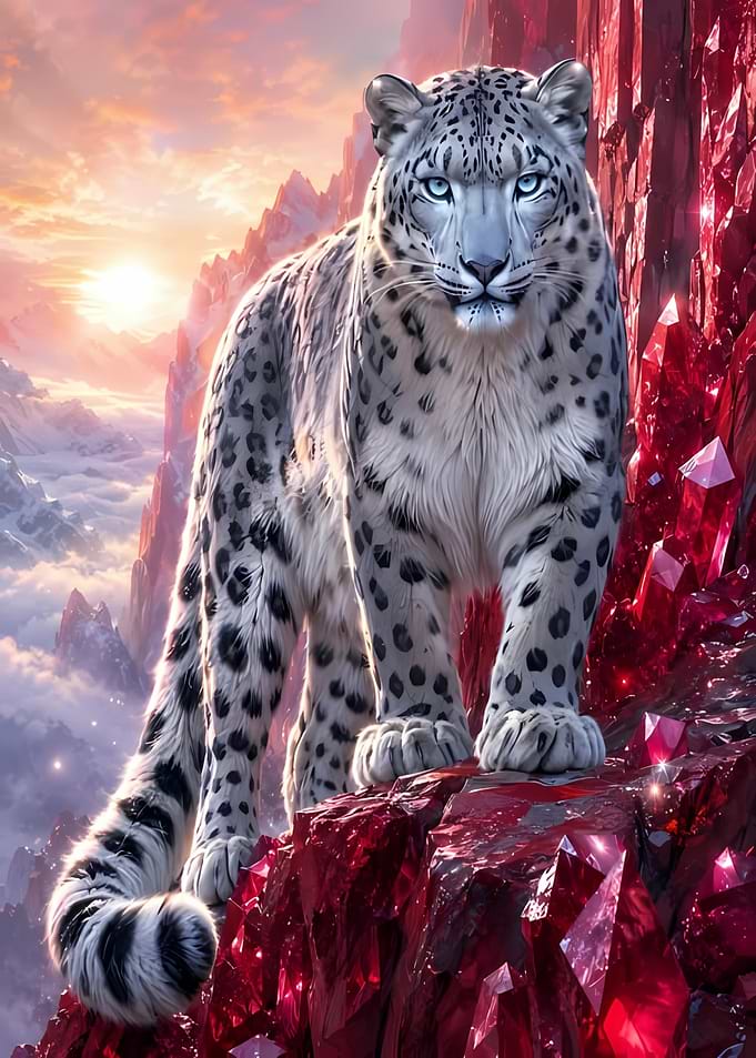 Snow Leopard on Red Crystal Mountain