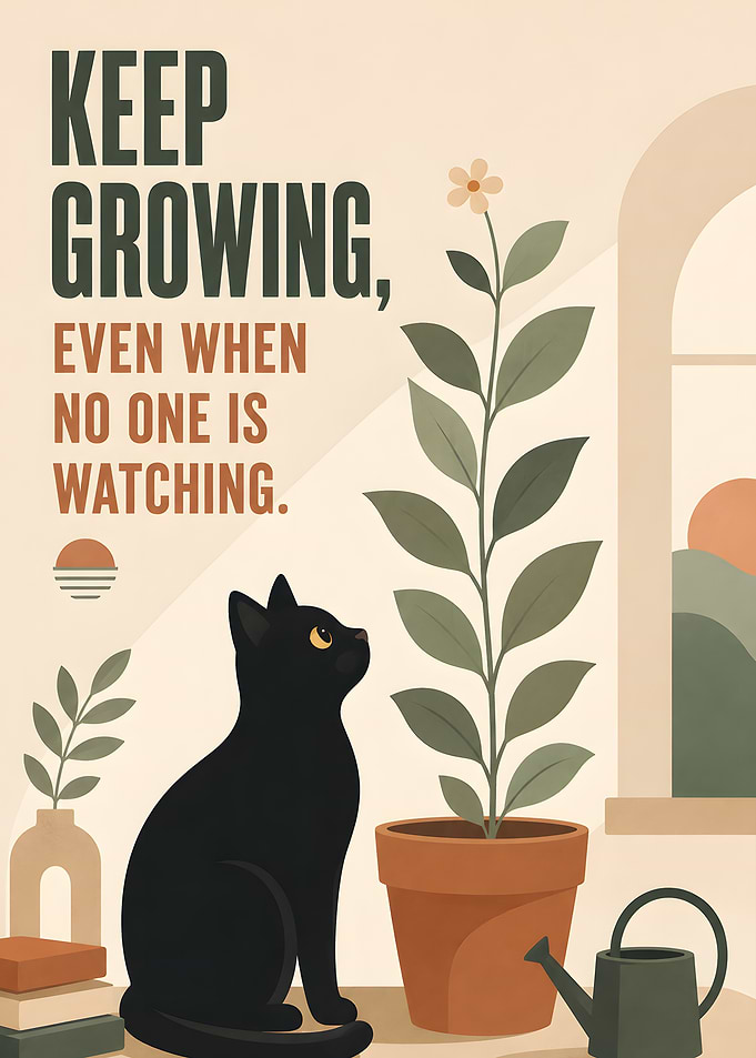 Keep Growing Inspirational Cat Poster