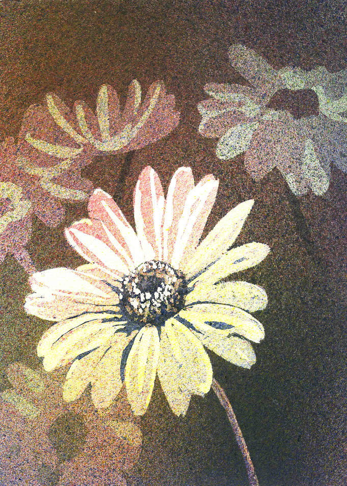 Pointillist Daisy Floral Art