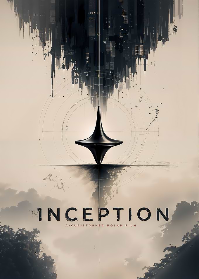 Inception Movie Poster with Spinning Top