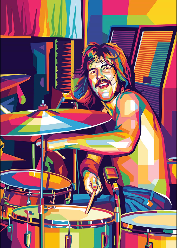 Colorful Pop Art Drummer Illustration