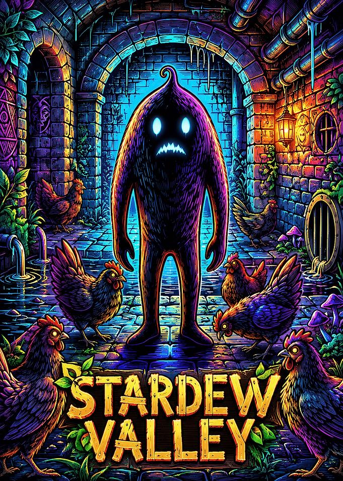 Stardew Valley Krobus and Chickens Art