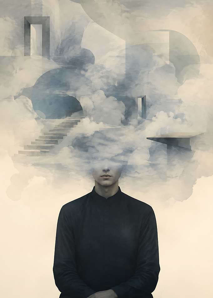 Surreal Portrait of Mind and Clouds