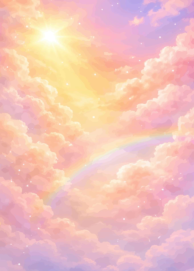 Pastel Rainbow Sky with Sun