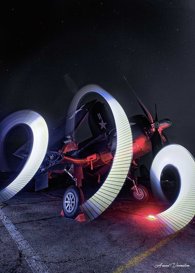 Light Painting of Vintage Fighter Plane