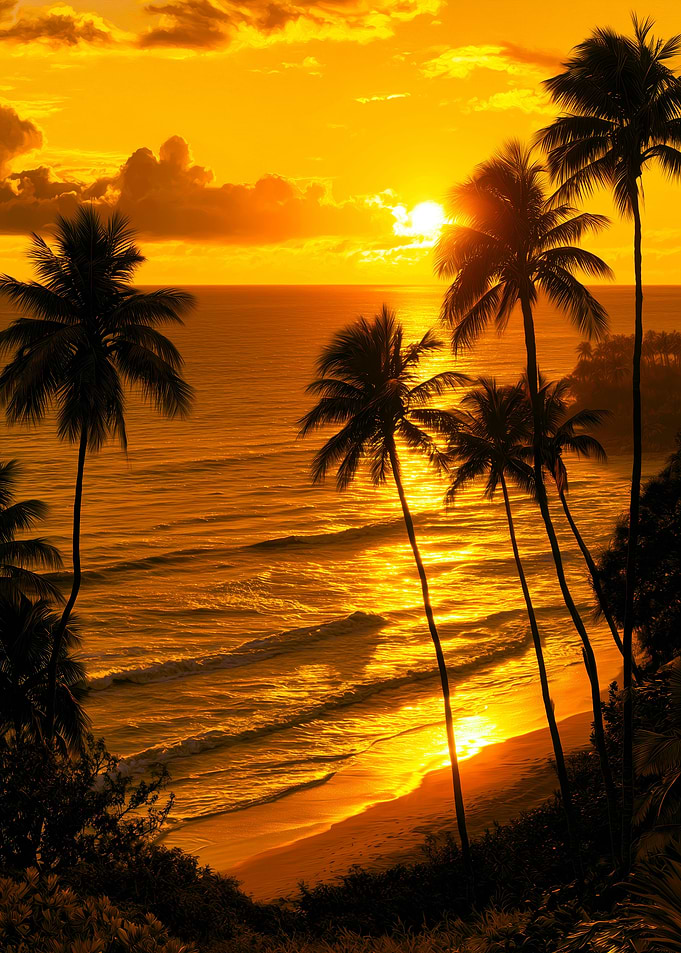 Golden Tropical Sunset Beach