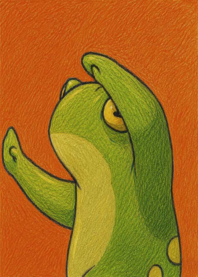 Cute Cartoon Frog Saluting