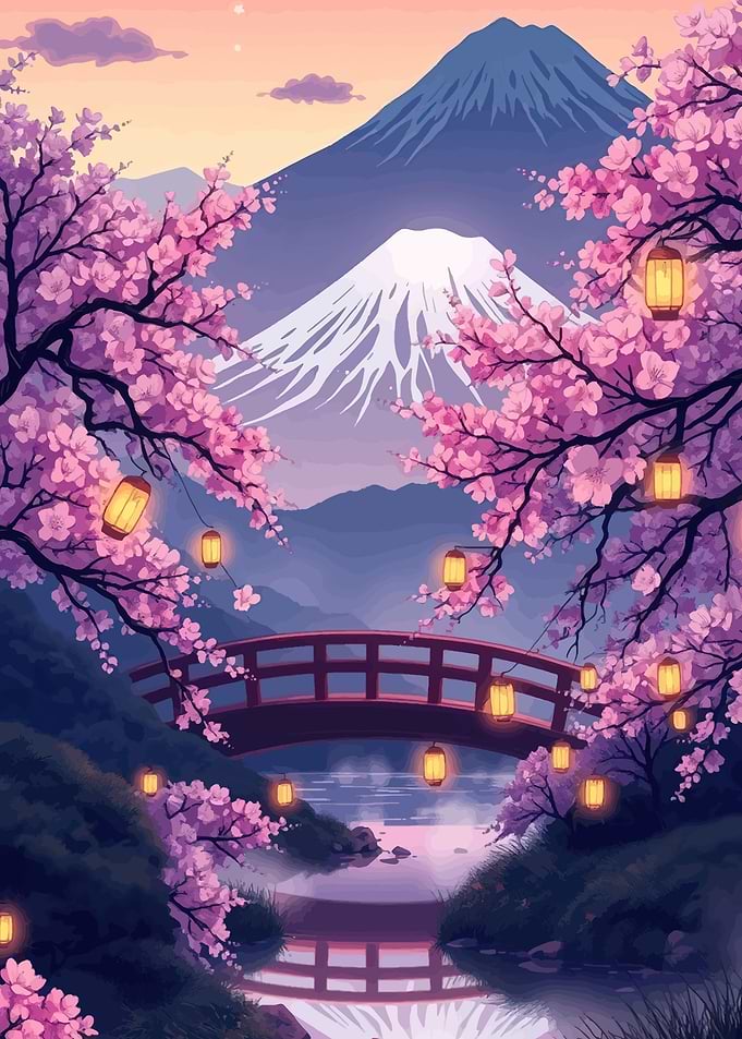 Mount Fuji Cherry Blossom Landscape