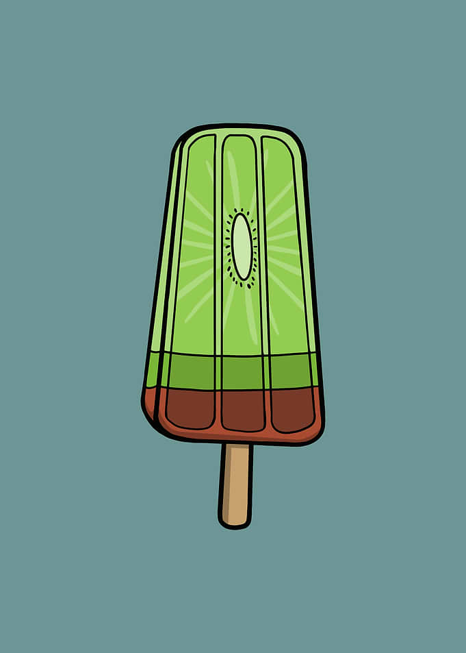 Kiwi Fruit Frozen Pop Illustration