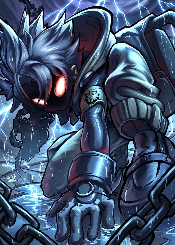 Anime Character with Glowing Red Eyes