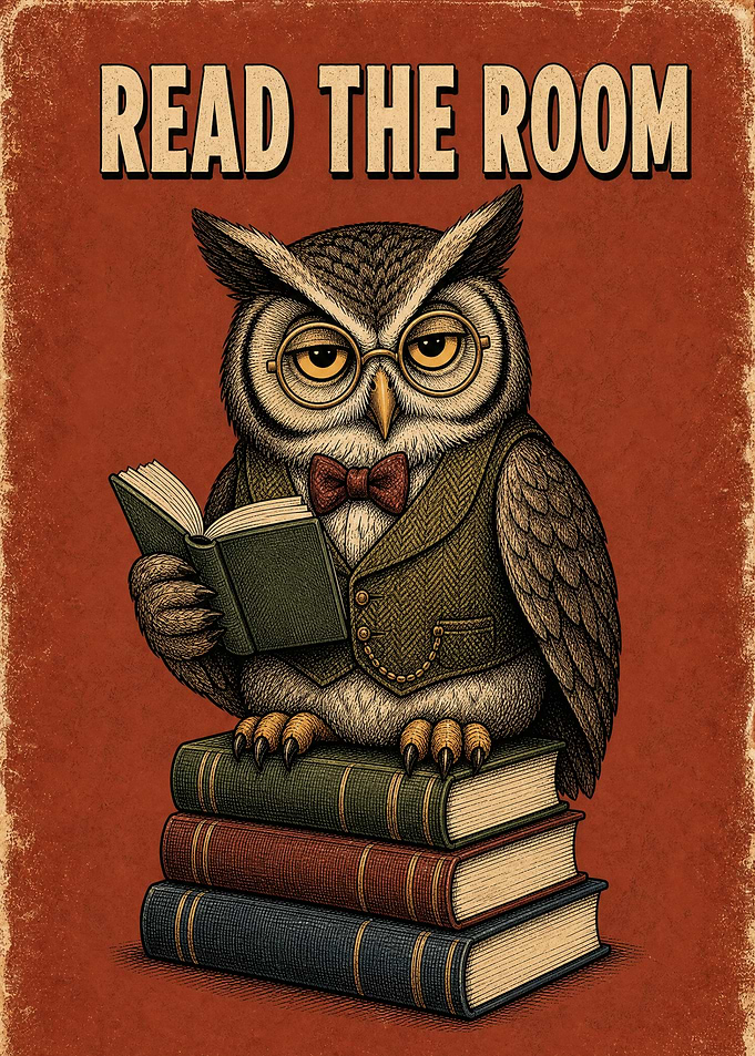 Read The Room Owl Poster