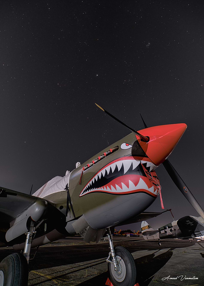 P-40 Warhawk Under Starry Night Sky