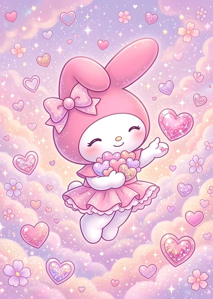 My Melody Surrounded by Hearts
