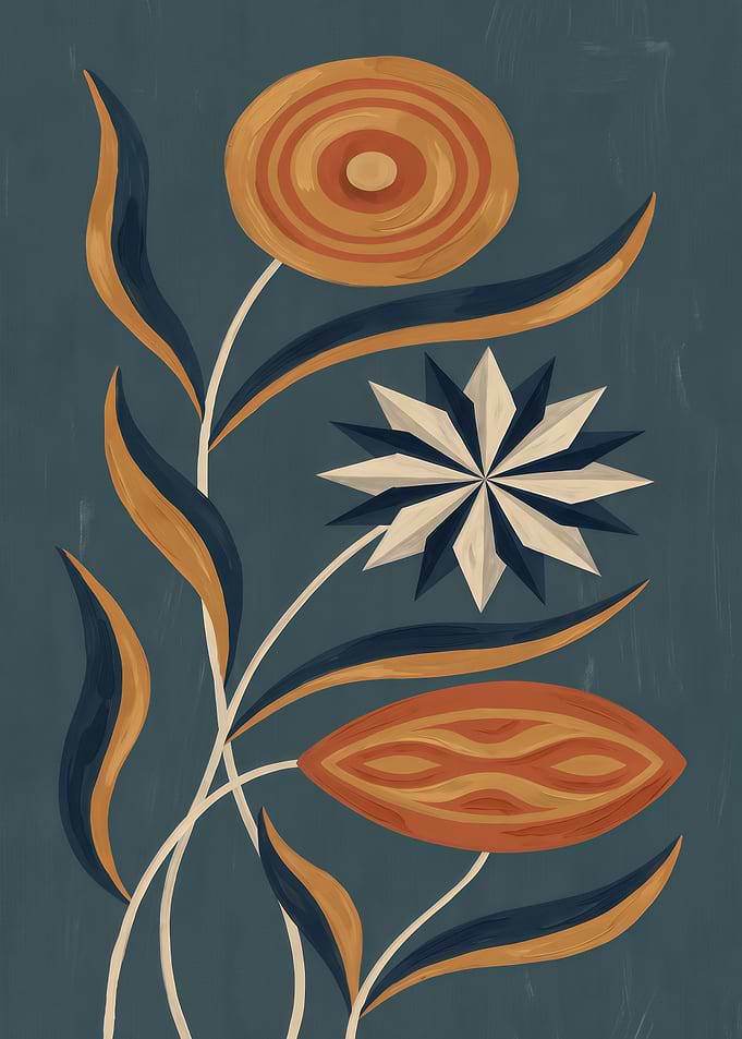 Mid-Century Modern Abstract Floral Art