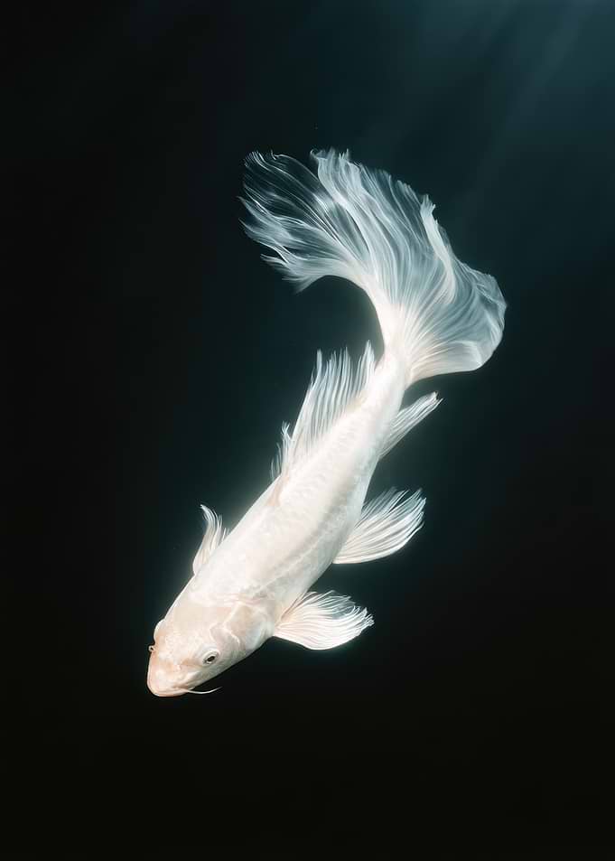Elegant White Koi Fish Swimming
