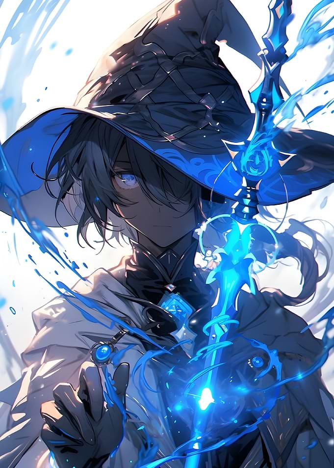 Blue Mage with Glowing Staff