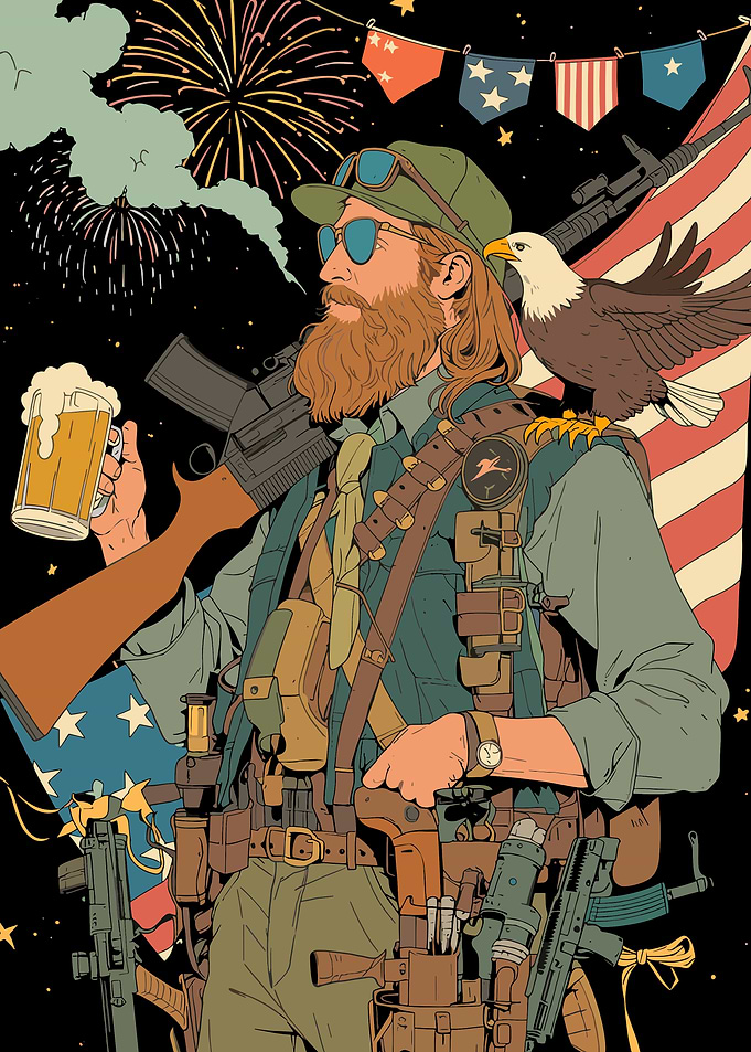 Patriotic Bearded Man with Eagle