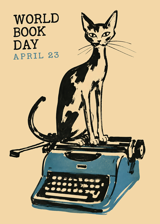 World Book Day Cat and Typewriter