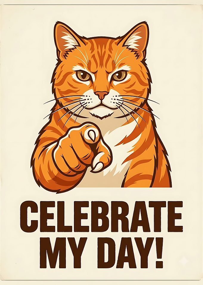 Orange Tabby Cat Pointing Poster