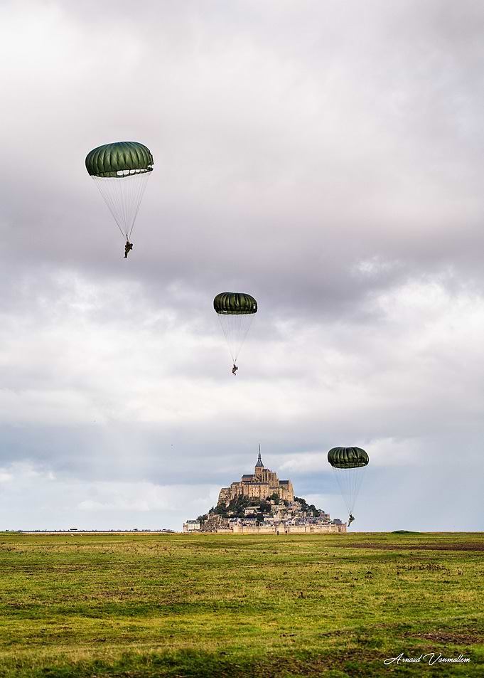 Paratroopers Descending Over Mont Saint-Michel