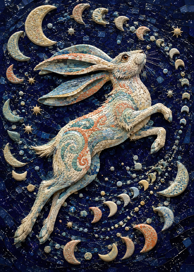 Celestial Hare Mosaic Art