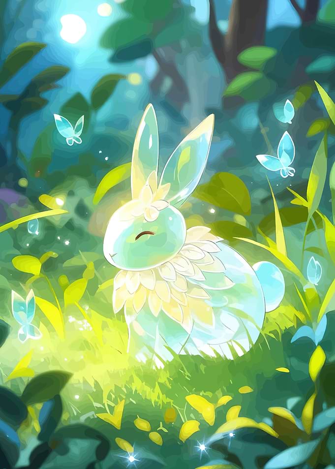 Magical Crystal Bunny in Forest