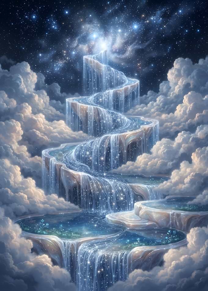 Celestial Waterfall in the Clouds