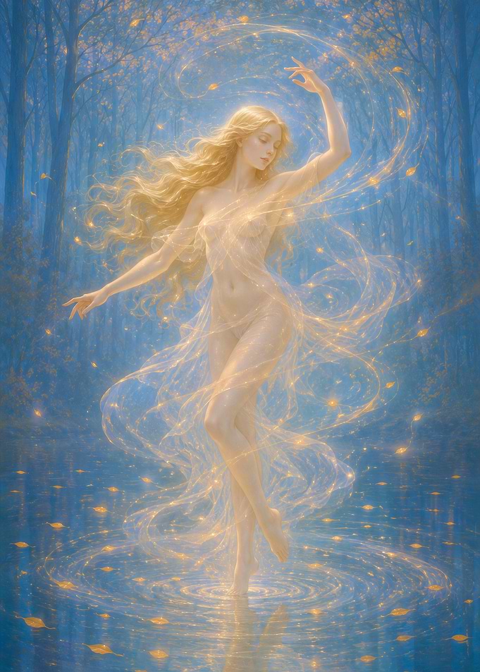Ethereal Nymph Dancing on Water