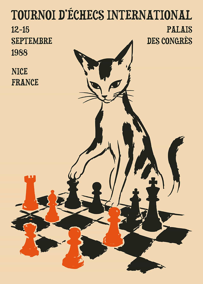 Vintage Chess Tournament Poster with Cat