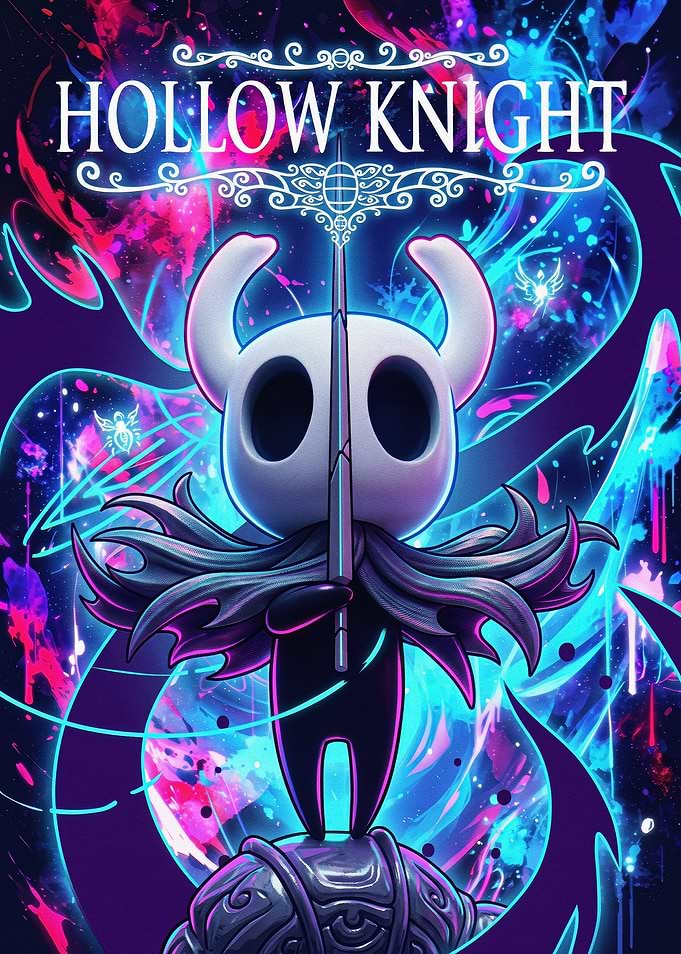 Hollow Knight Neon Abstract Poster