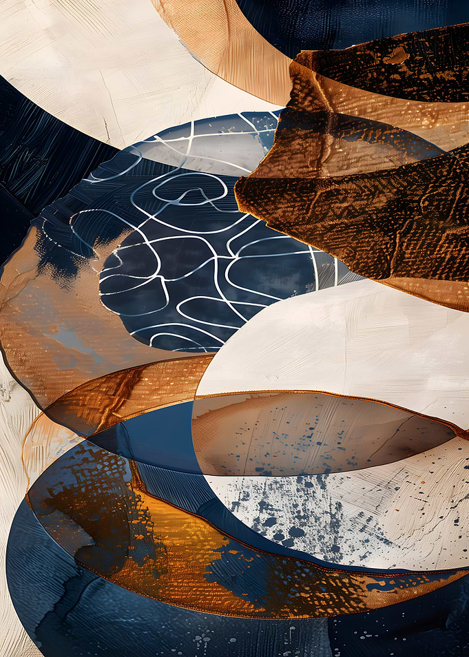 Abstract Blue and Gold Geometric Layers