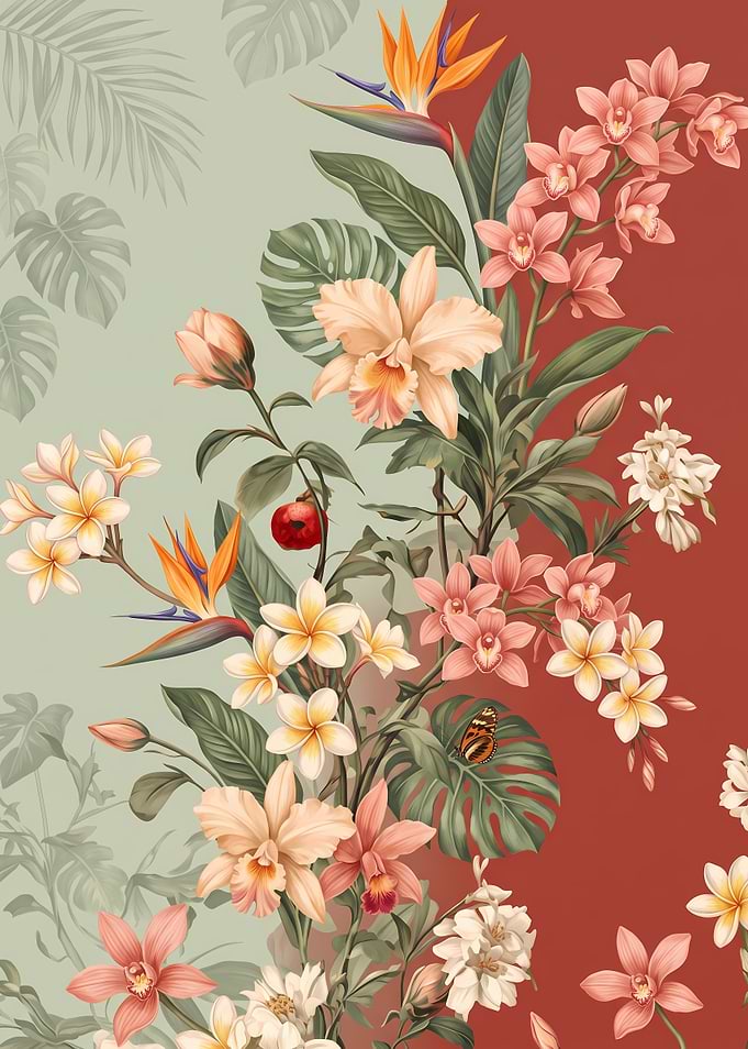 Tropical Floral Botanical Illustration