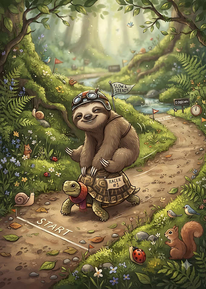 Sloth Riding Turtle Race