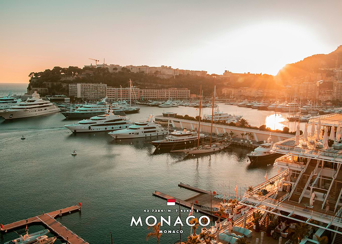 Sunset over Monaco Harbor