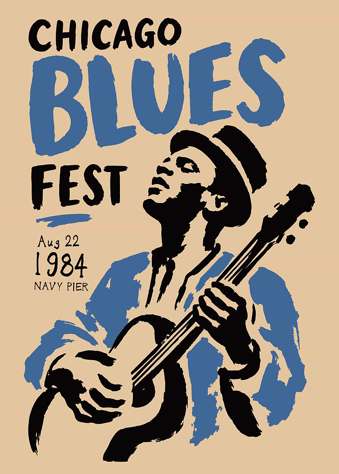 Vintage Chicago Blues Fest Poster