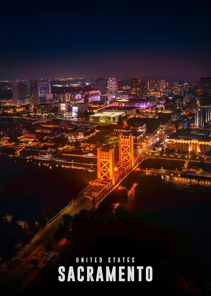 Sacramento Tower Bridge at Night