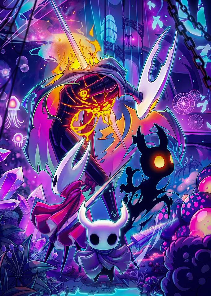 Hollow Knight Neon Fantasy Illustration