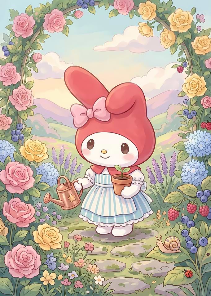 My Melody Gardening in Floral Garden
