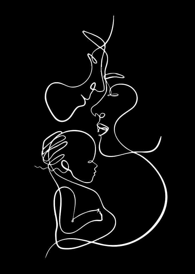 Minimalist Line Art Family Portrait