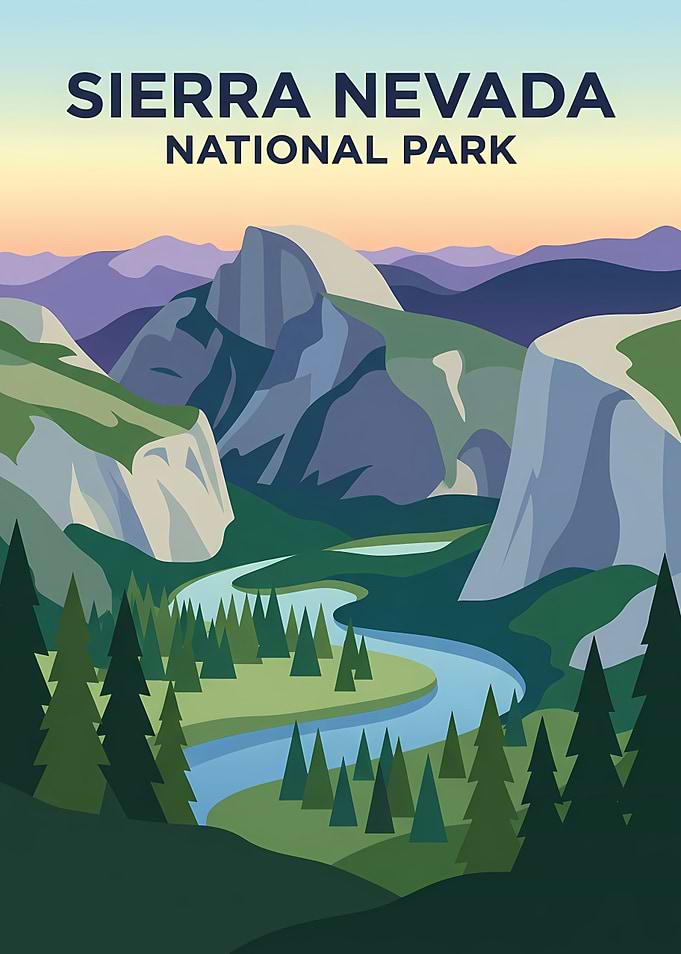 Sierra Nevada National Park Travel Poster