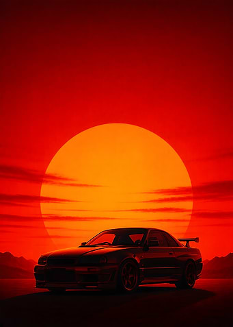 Iconic Turbo Sports Car Sunset