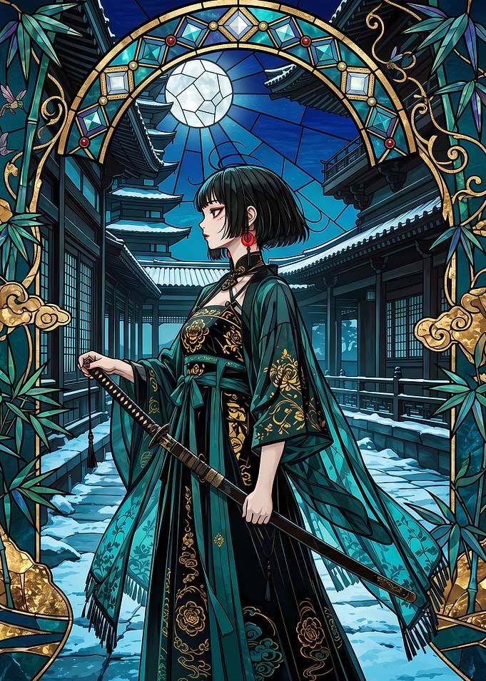 Anime Girl with Katana in Winter
